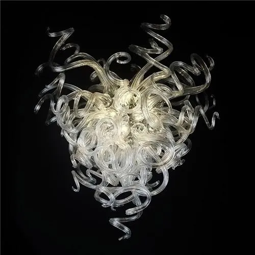 화이트 블로우 무라노 샹들리에 램프 아트 데코 현대 크리스탈 LED 샹들리에 거실 장식 유리 펜던트 램프