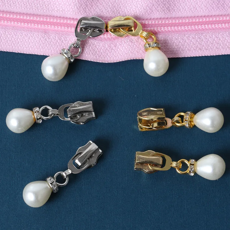 100 pz 5 # testa della cerniera perla kit di riparazione cerniera tiretto cursore in metallo borsa per indumenti sarti accessori per cucire