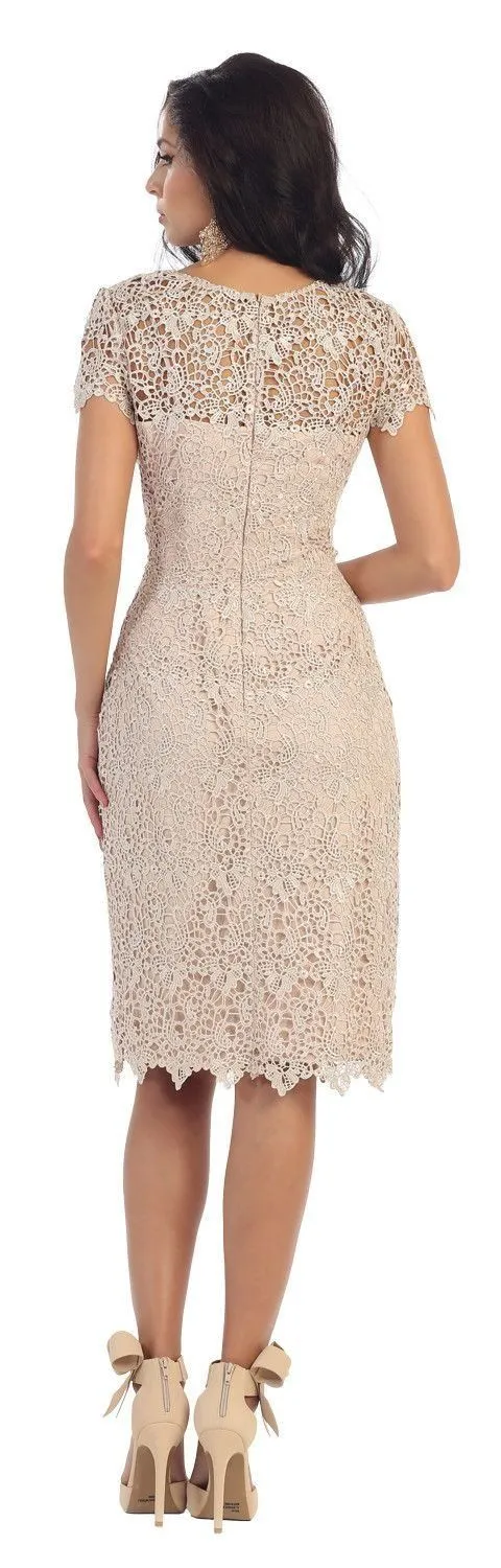 Vintage Lace Knee-Length wedding outfits for mothers with Short Sleeves - Perfect for Evening Events and Weddings - Available in Plus Sizes