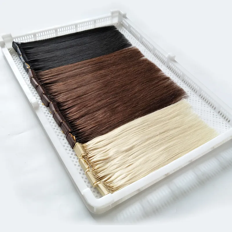 Nya 6D hårförlängningar Micro Ring Bead Loop Human Hair Extensions Första Generation Produkter 200s 100g Cuticle Inriktad Virgin Hair 14-28Inch