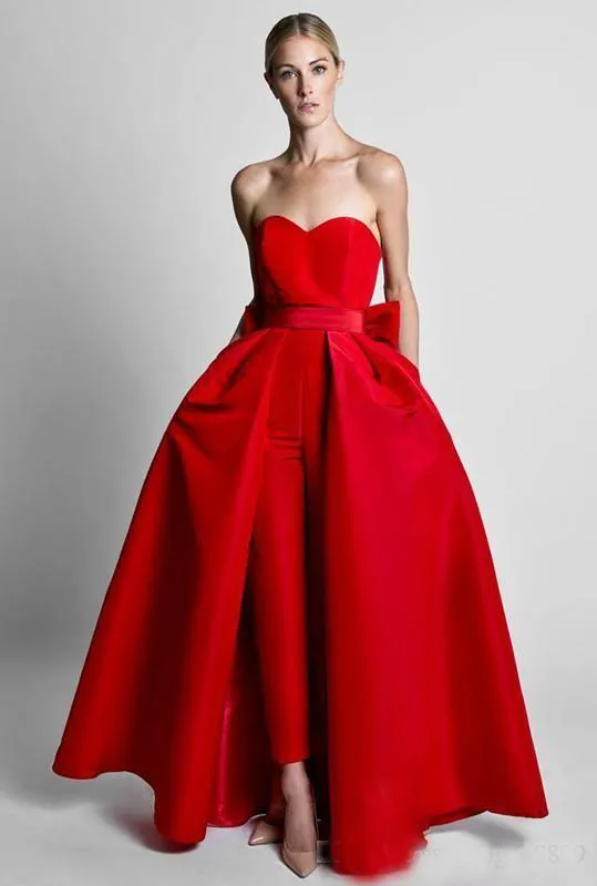 Red Strapless Jumpsuit Formal With Detachable Skirt 2020 New Arrival For Formal Evening Prom And Party Wear From A beautiful dress 50.26 DHgate.Com