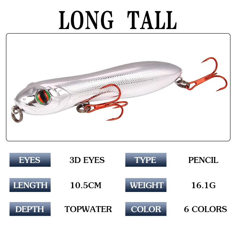 105cm 161g Snake Head Pencil Bait Sea Fishing Lure 3D Eyes Plastic Wobbler  Floating Crankbait With Artificial Hooks5223058