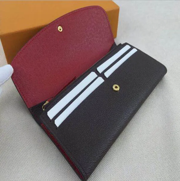 Orijinal kutu lüks gerçek deri renkli sikke çanta uzun cüzdan Kart sahibinin kadınlar adam klasik fermuarlı cebi