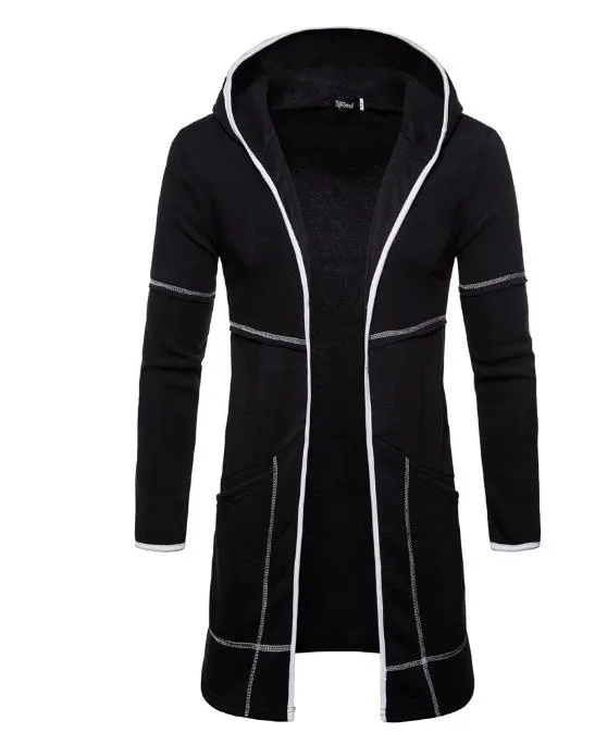 マントパーカーメンズロングフーデッドカーディガンヒップホップ