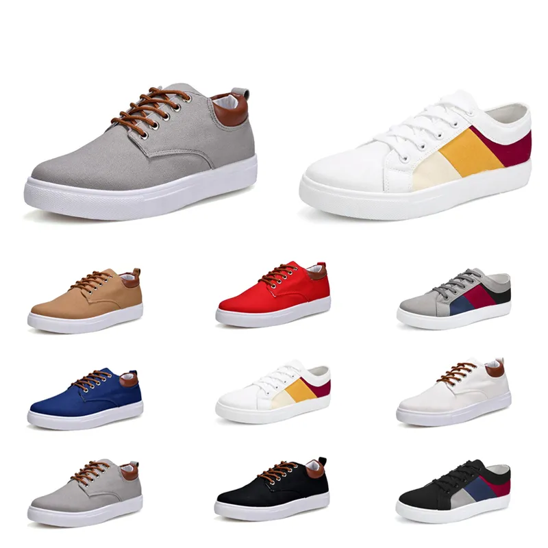 Beste 2020 casual schoenen no-merk canvas spotrs sneakers nieuwe stijl witte zwart rood grijs kaki blauwe mode heren schoenen maat 39-46