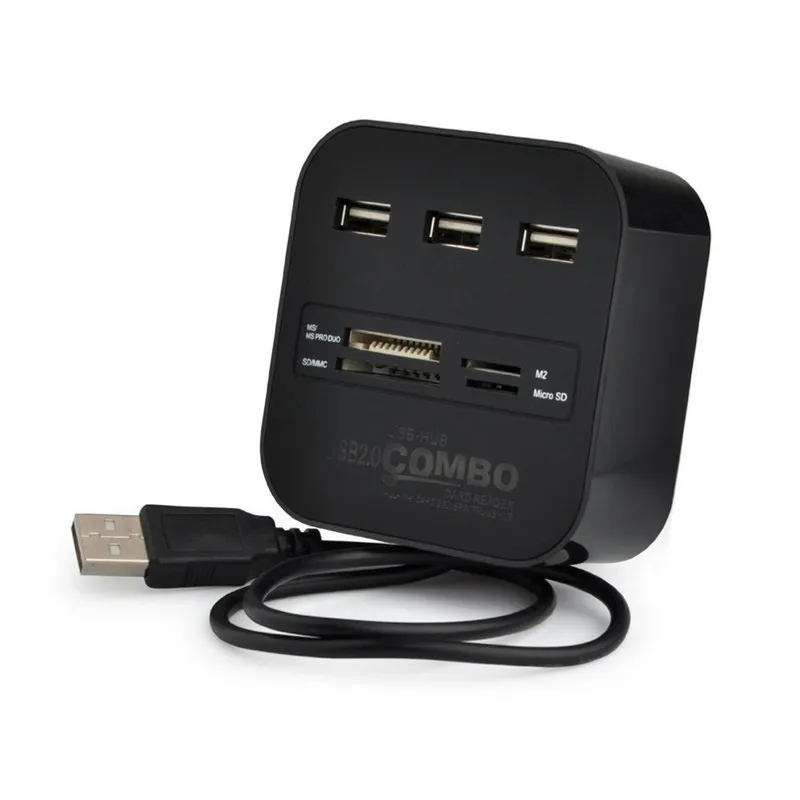 Hub USB ad alta velocità 2.0 3 porte con lettore di schede Mini Hub USB Combo Adattatore splitter USB tutto in uno per PC Laptop Computer