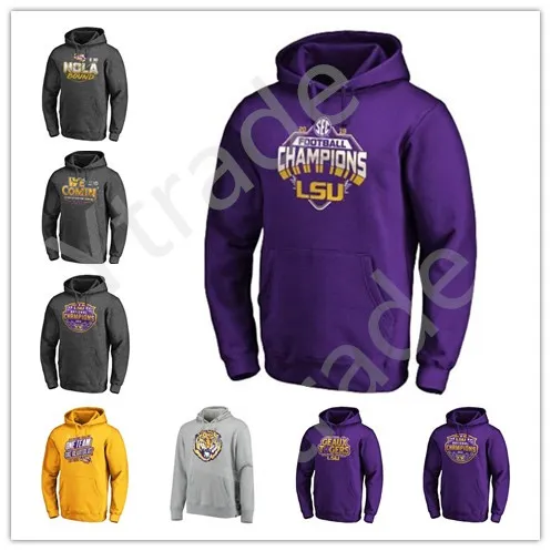 Hombres NCAA LSU Tigers College Football 2019 Campeones nacionales Sudadera con capucha Sudadera Salute to Service Sideline Therma Performance