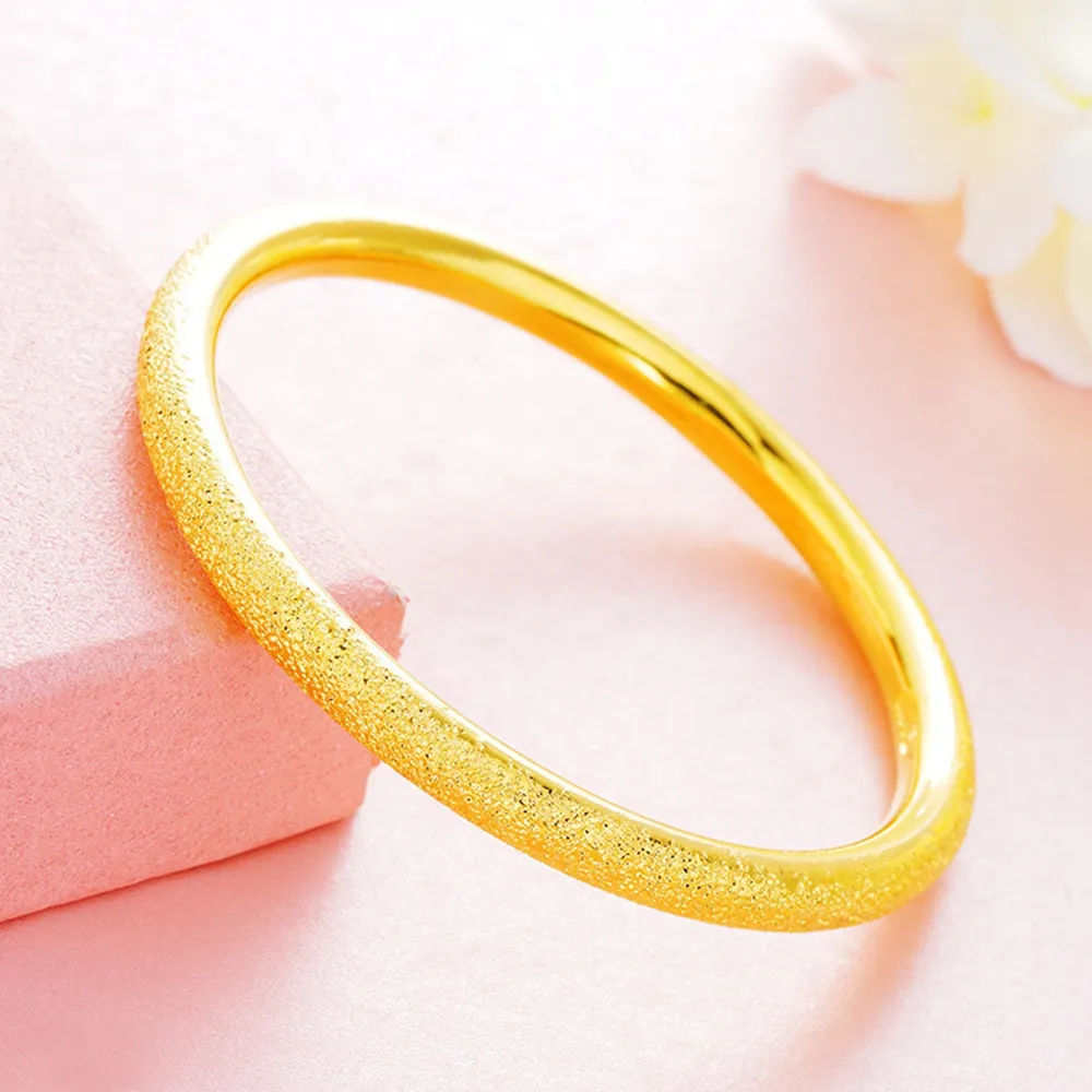 Brazalete clásico de estilo sencillo y sencillo para mujer, pulsera sin abrir de boda con relleno de oro amarillo de 18k, joyería sólida, envío directo