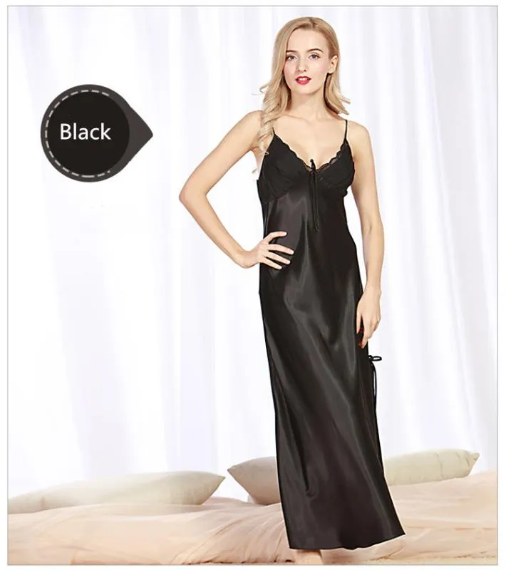 Womens long silky nightgowns hotsell
