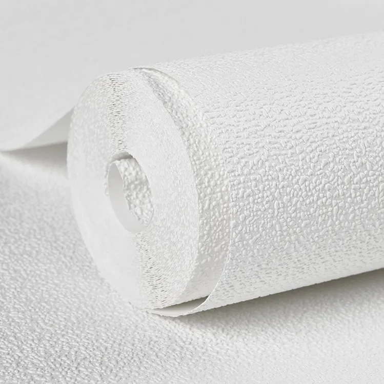 Luksusowy Biały Zwykły 3d Grube Piezywanie Tapety Non Woven Papier Wall Roll Sypialnia Tapeta