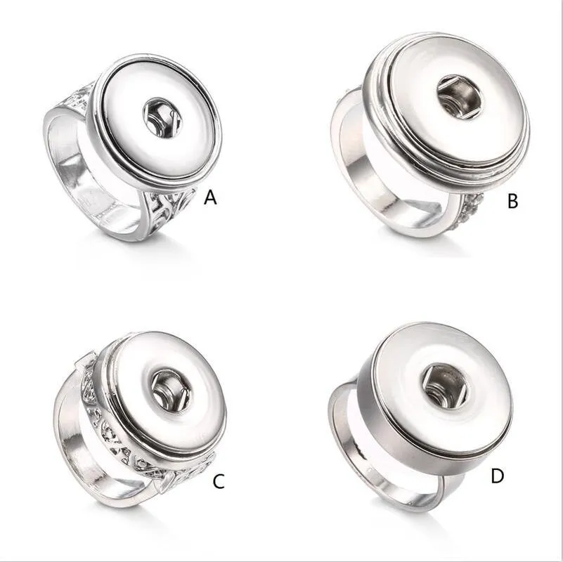 Hot New 4 Storlek Noosa Snap Rings DIY 18mm Ginger Snap Button Ringar Kvinnor Män Smycken