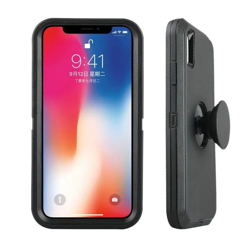 Robot Armor Telefon Stoisko Telefon Przypadki na iPhone X XR XS Max 7 8 Heavy Duty Hard Plastic + Soft Guma TPU Wstrząsofoodporna skorupa hybrydowa