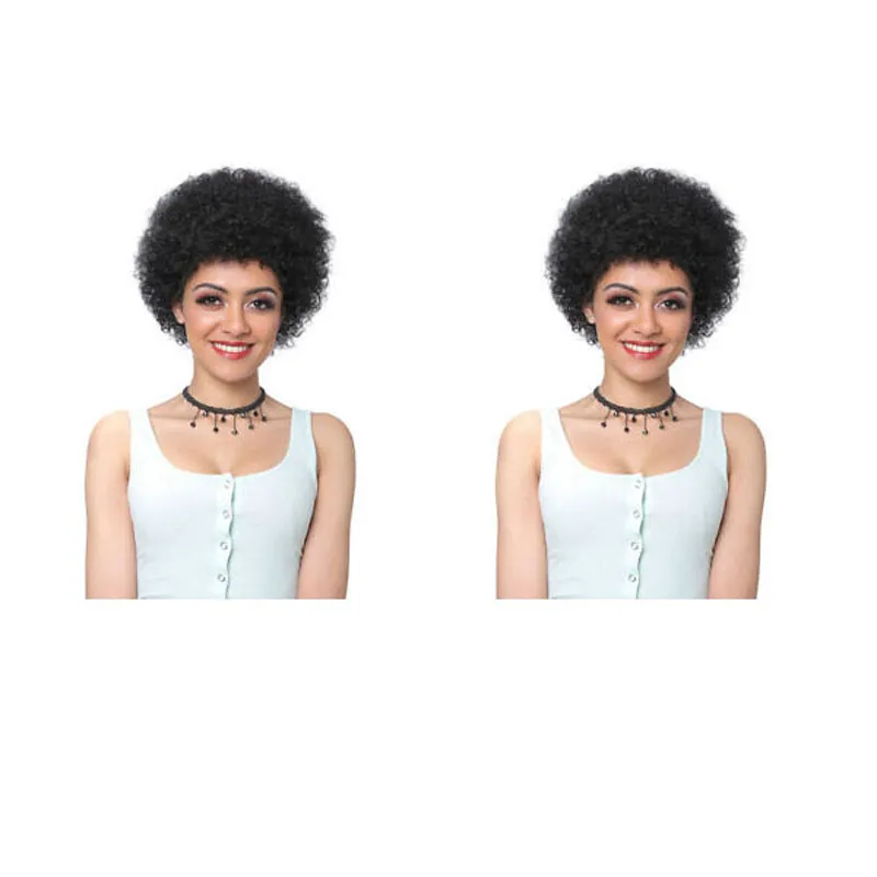 Nowa fryzura Miękkie Lndian Hair African American Afro Short Cut Kinky Curly Wig Symulacja Ludzkich Włosów Kinky Curly Wig