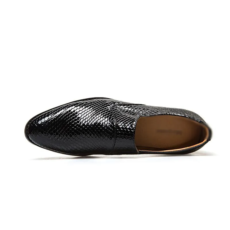 Snake Lederen Mannen Oxford Schoenen Mannelijke Metaal Rooond tenen Slip op Paty Schoen Lace Up Casual Business Men Puntschoenen Mannen Huwelijk