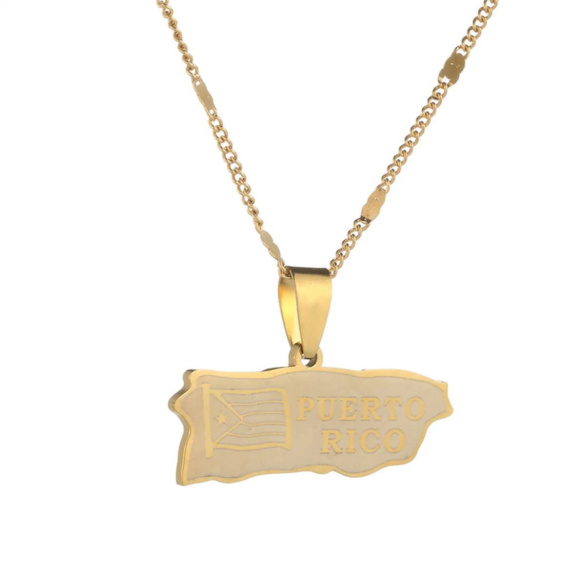 Stainless Steel Puerto Rico Map Pendant Necklaces Puerto Ricans Map Trendy Women Jewelry From