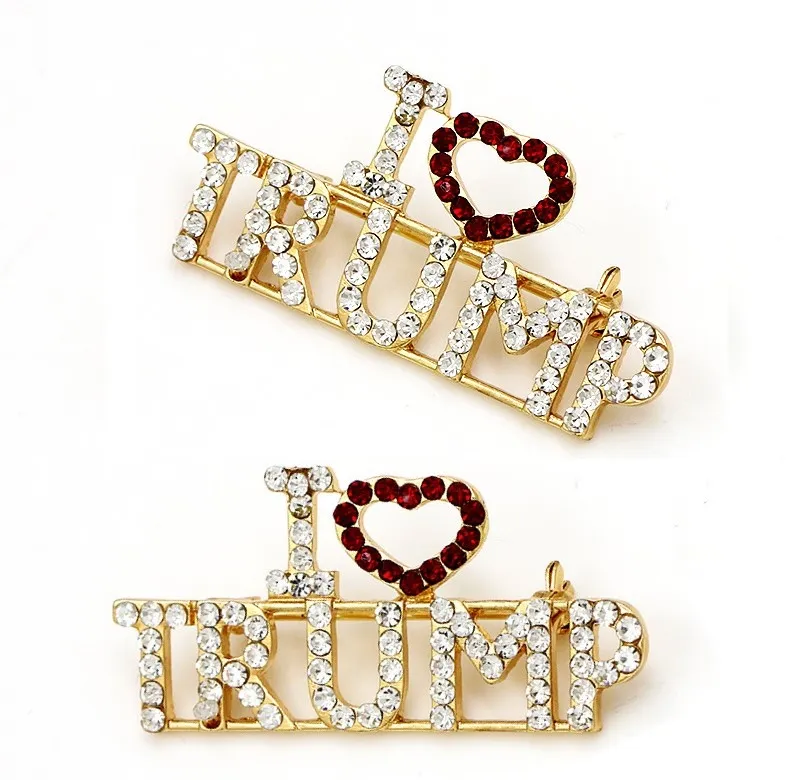 Trump 2024 i love trump Brooch Coat Jewelry Brooches Gifts Diamond brooch female hot style fashion love corsage dress