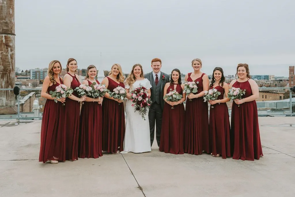 Maroon Bridesmaid Boho Maroon Dress Burgundy Romantic Wrap Dress,  Bridesmaids Dress, Maxi Dress, Long