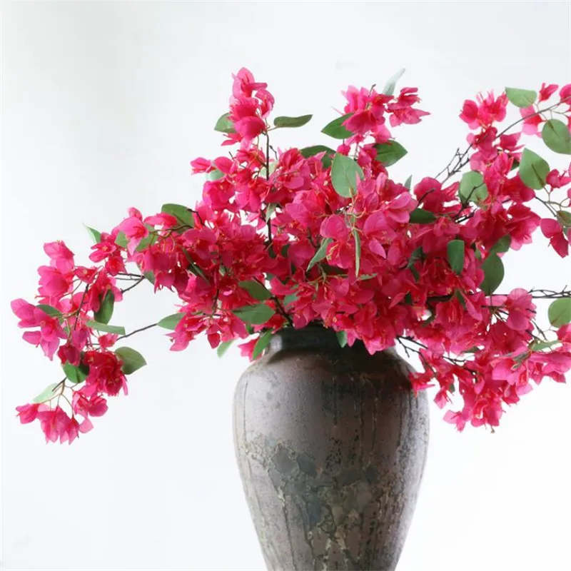 偽ロングステムブーゲンビリア花（3茎/ピース）37.4 "家の結婚式の花の装飾のための長さシミュレーション三角形の花