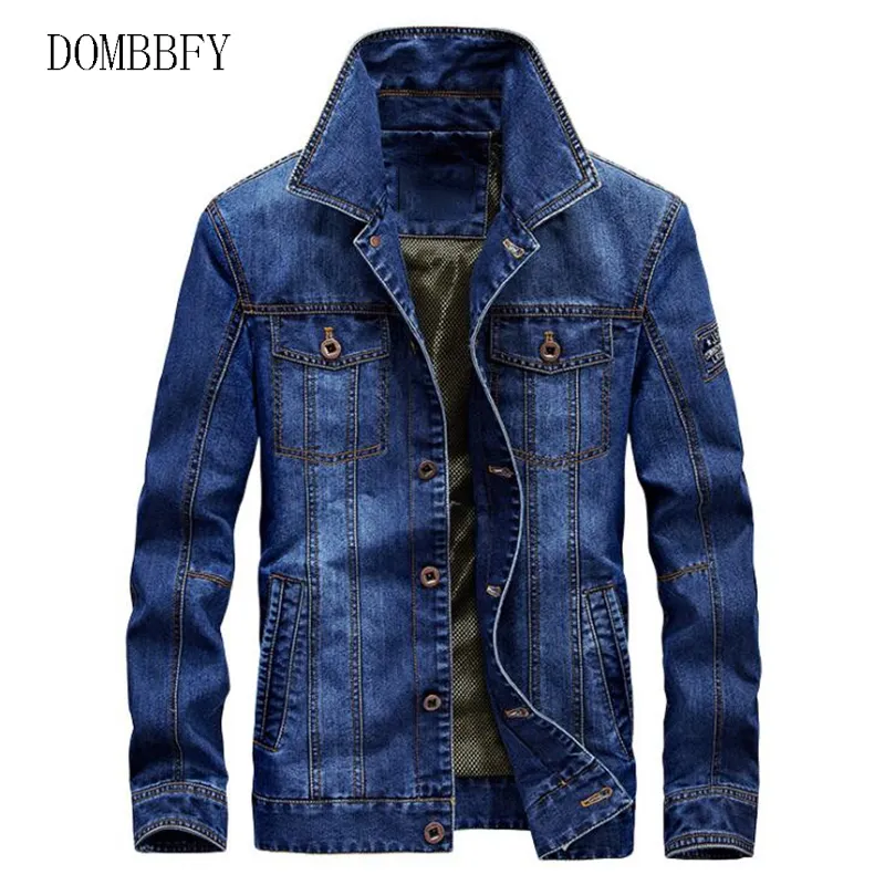 Denimjacka män våren Autumn Casual Slim Windbreaker Cowboy Bomber Jacket Men's Outwear Hip Hop Jeans Coat Plus Size 5xl 6xl