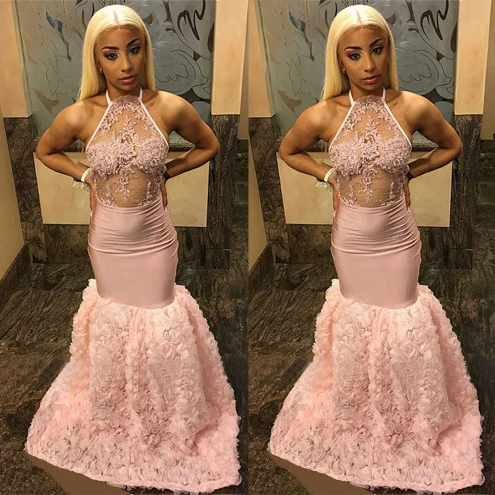 Sexy Pink Halter Backless Party Evening Dress，Formal Prom Dress Y8166