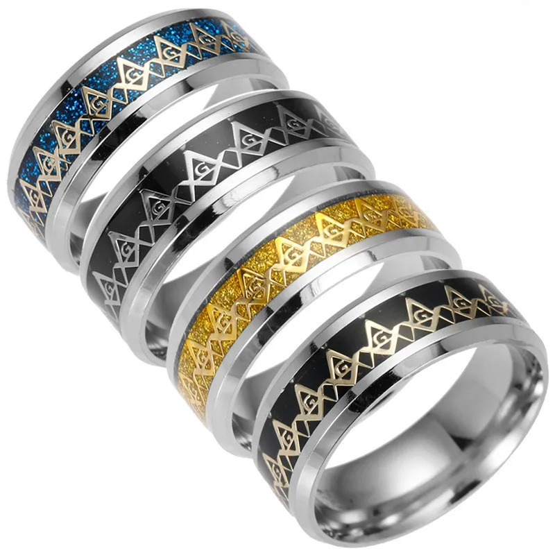 Save Big on Bulk Men's Stainless Steel Signet Rings High Quality Wholesale  Fashion Ring Jewel Men's Stainless Steel Blue Black Yellow Gold Masonic