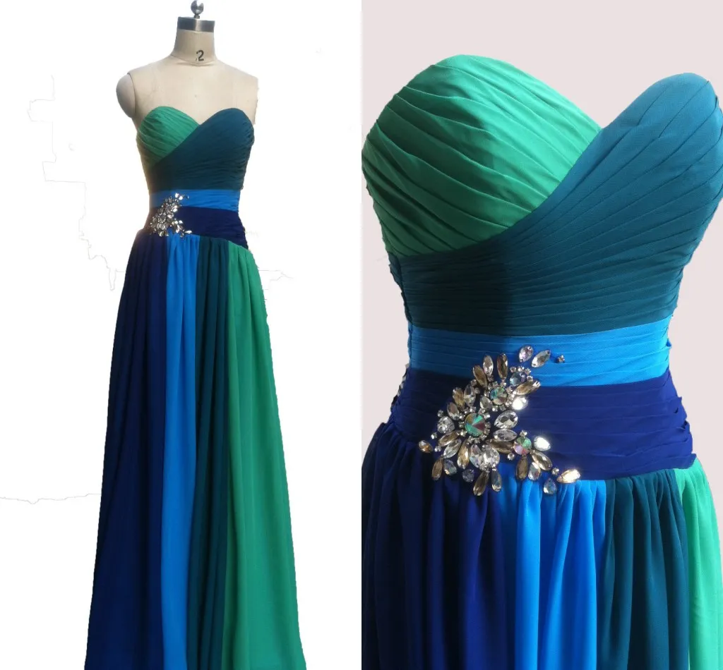 Diseñador Colorido Gasa Vestidos para ocasiones especiales Prom Sin tirantes Plisados Cristal fruncido Espalda abierta Noche Formal Elegante Vestido Fiesta Mujer