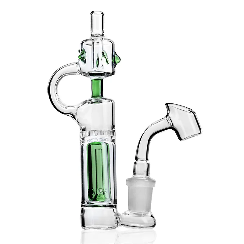 Bongs de água de vidro pequenos verdes Dab Rigs Percolater Oil Rig com 14 mm Joint Banger Glass Bongs Water Pipe Bubblers