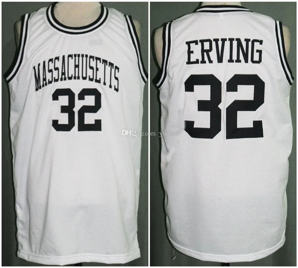 Massachusetts Umass College Julius Dr. J Erving # 32 White Retro Basketball Jersey Men's Ed Custom Any Number Nom Jerseys