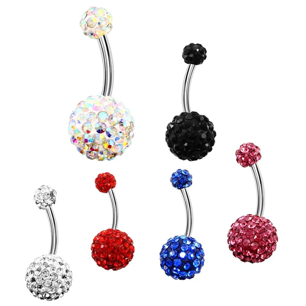 1pc kristall stål mage piercingar navel piercing sexig piercing öron piercingar navel örhängen kropp smycken runda kropp ring smycken