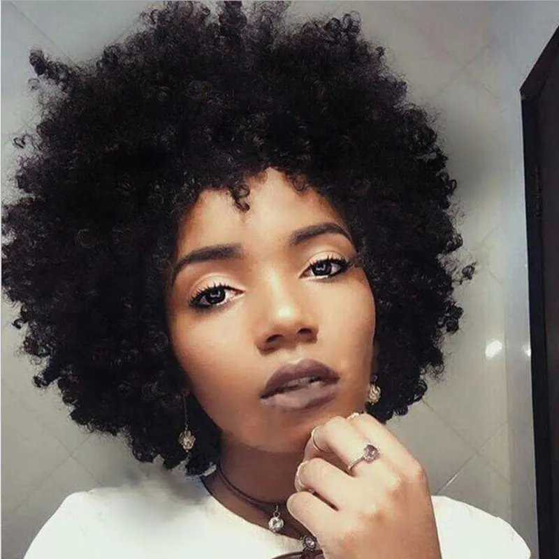 Cheveux brésiliens de femmes chaudes coupe courte afro-américaine perruque frisée crépue Simulation de cheveux humains courte perruques naturelles crépues bouclées