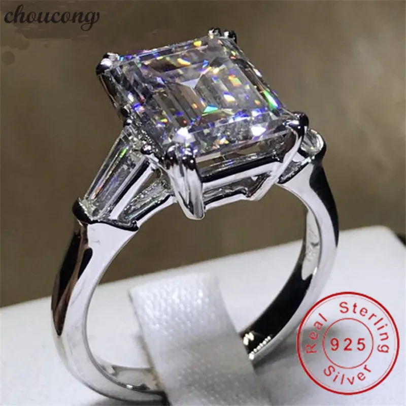Choucong Eternal Princess Pierścień 100% Real 925 Sterling Silver Diamond Zaręczyny Zespół Ślubny Pierścienie Dla Kobiet Mężczyzn Palec Biżuteria