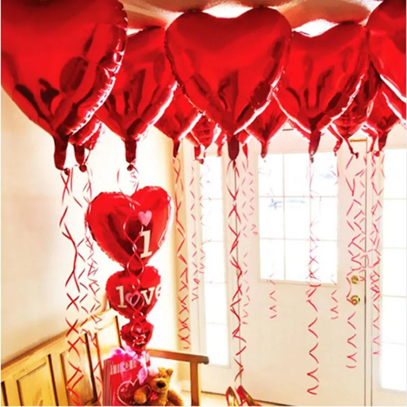 18 Red Heart Shaped Foil Balloons - Perfect for Valentine's Day ...