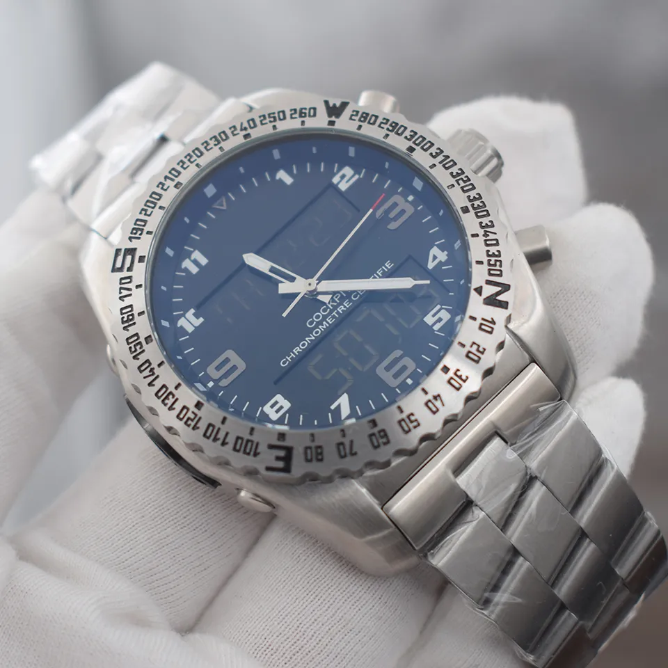 Risparmia alla grande su Orologio Da Uomo Doppio Tempo Doppia Fuso Orario  Maschile 2024 Puntatore Elettronico Professionale Display Analogico