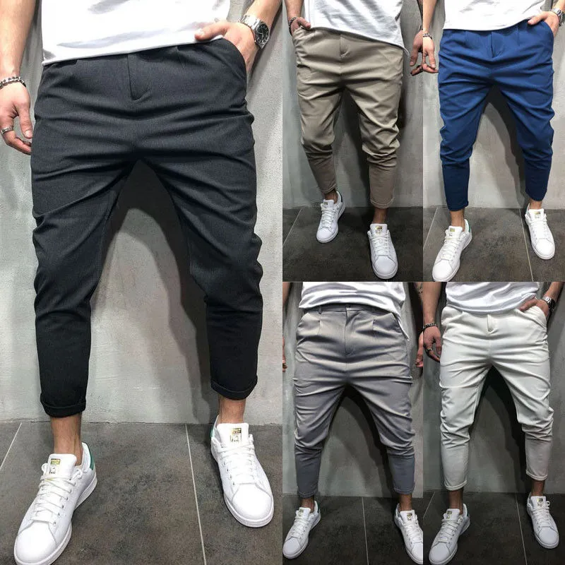 Herrbyxor Ankomst Herr Penna Solid Harem Man Zip-fickor Slim Fit Straight Ben Byxor Casual Jogger Cargo