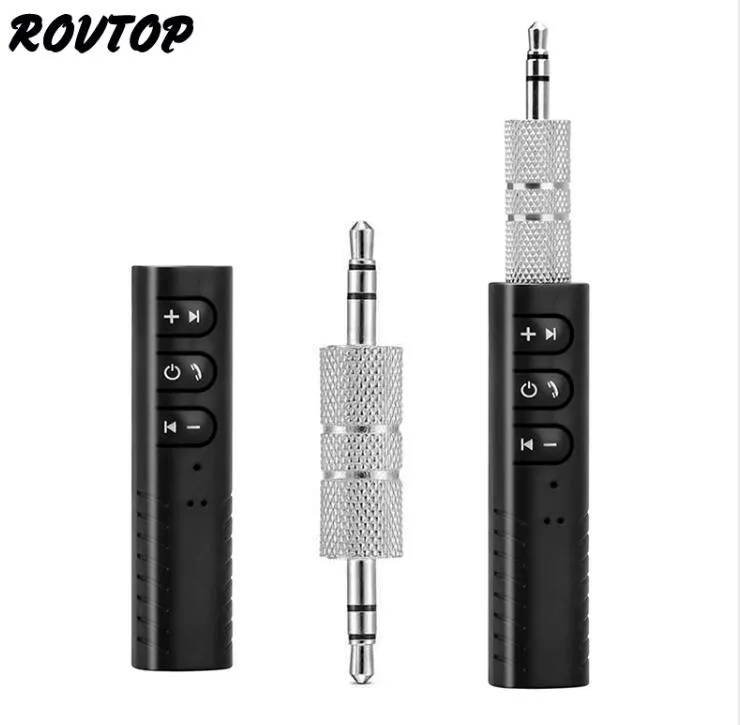 Rovtop Mini 3.5mm Jack Bluetooth Car Kit Handsfree Music Audio Receiver Adapter Auto Bluetooth AUX for Speaker Headphone Car