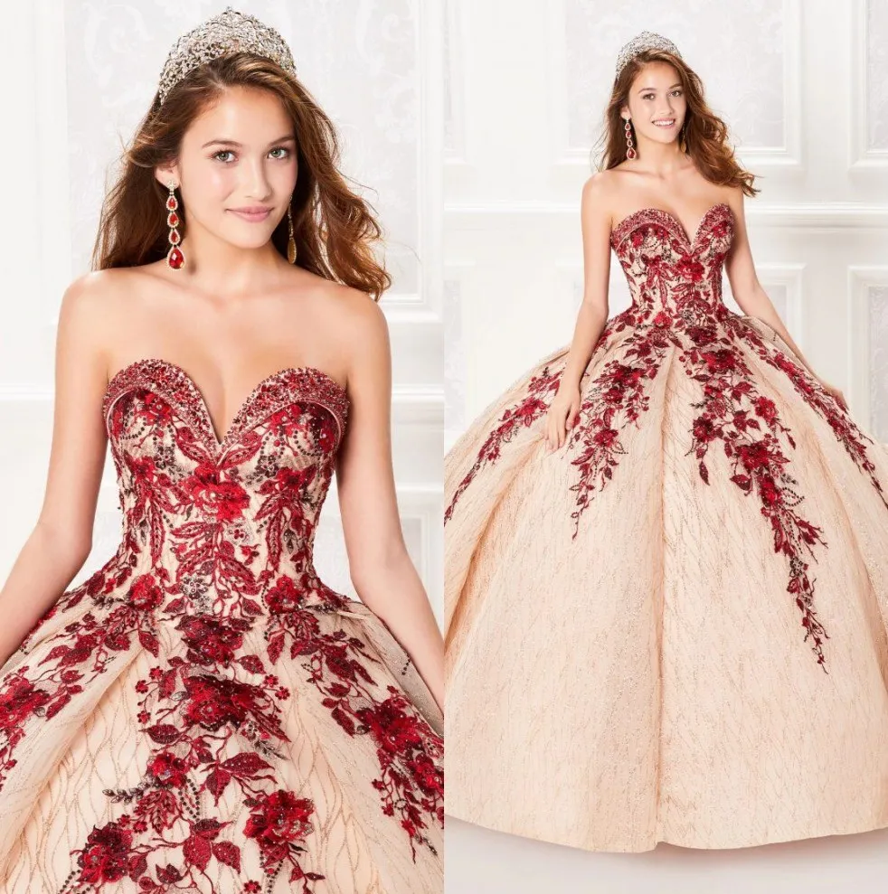 Champagne and red sales dress