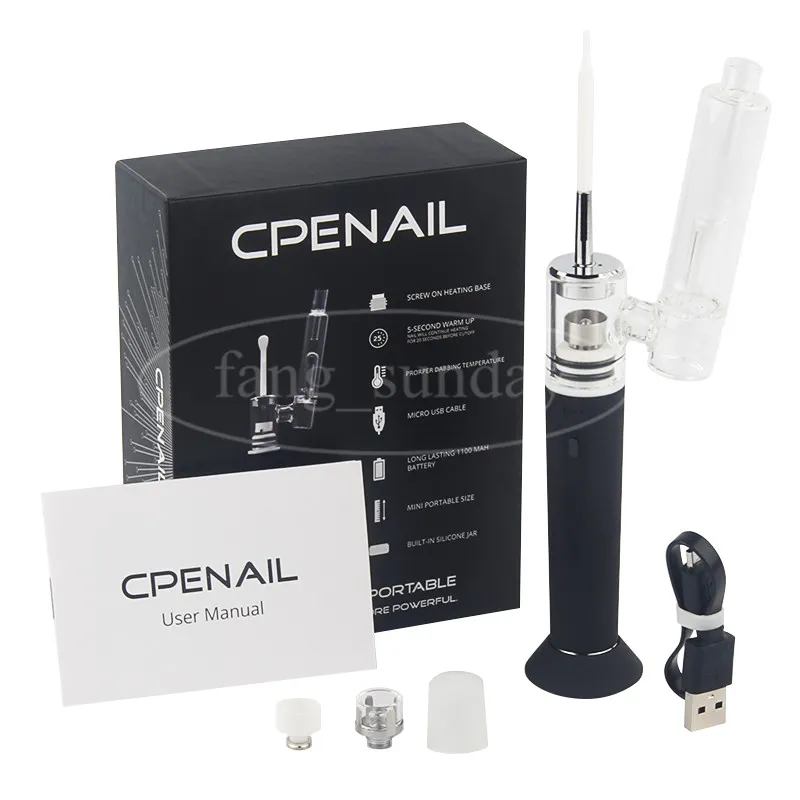 本物のCPENAIL VAPE PENスターターキット1100mAh DABリグGR2純チタンポータブルワックス気化器セラミッククォーツ電気H Eネイルガラスボッツ