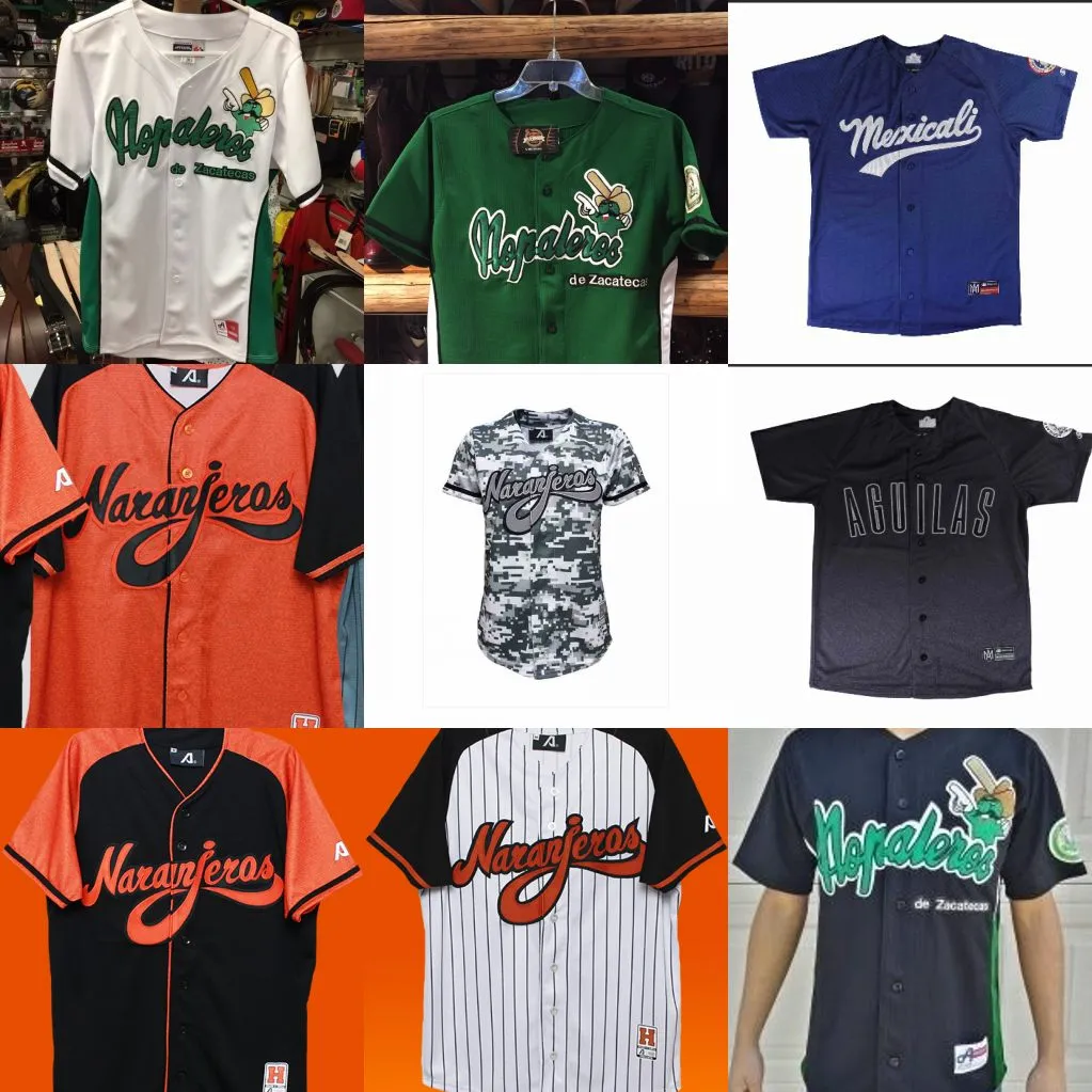 Naranjeros Nopaleros de Zacatecas Mexicali Aguilas Todas as camisas de beisebol bordadas personalizadas Qualquer nome Qualquer número Frete grátis