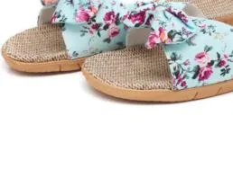 Designer-Le Bohemia Bowknot льна льна Льняные шлепанцы пляжные туфли сандалии тапочки Zapatos de Mujer