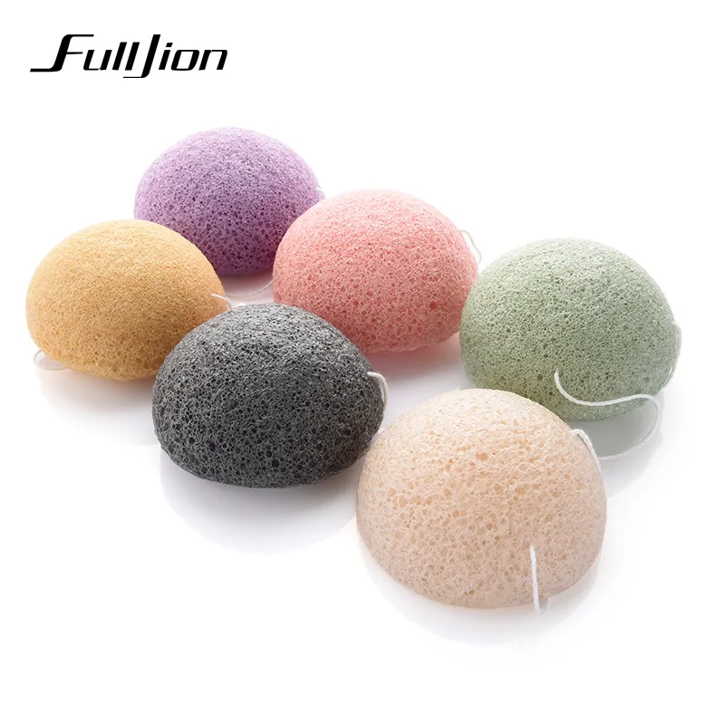 Fulljion 6 ألوان الطبيعية konjac konnyaku التجميل نفخة الوجه الإسفنج الوجه تطهير غسل الوجه العناية بالوجه مسحوق ماكياج أدوات C18122501