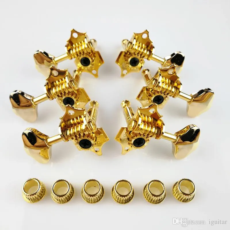 Grover Vintage Guitar Machine Heads Tuners Gold Tuning Pegs (utan originalförpackning)