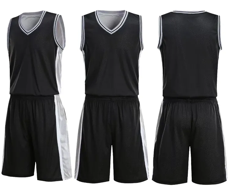 Top Men Blank Dubbelsidiga Basketlag Lam Uniforms Kits Sportkläder Tracksuiter, Personlighet Anpassad Basketball Sats Toppar med shorts