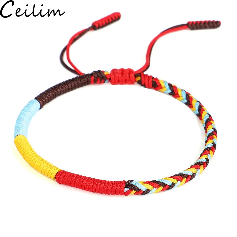 Nieuwe Multi Color Tibetaans Boeddhistische Knoop Armbanden Goede Lucky Red Rope Charm Gevlochten Armbanden Voor Vrouwen Mannen