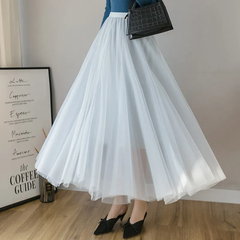 Skirts Korean Fashion Lace Womens Mesh Skirt Elegant Woman Pleated High