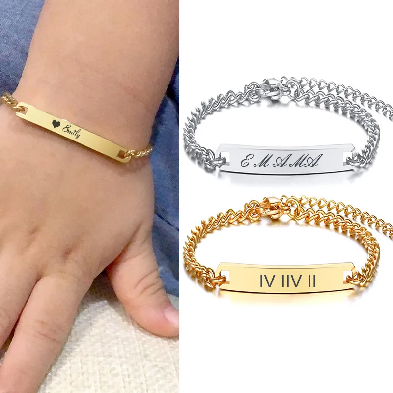 Link Chain CUSTOM BABY NAME BRACELET CURB LINK ADJUSTABLE GOLD SILVER TONE FOR KIDS CHILDRENS BRAZELET CHRISTMAS GIFTS288L