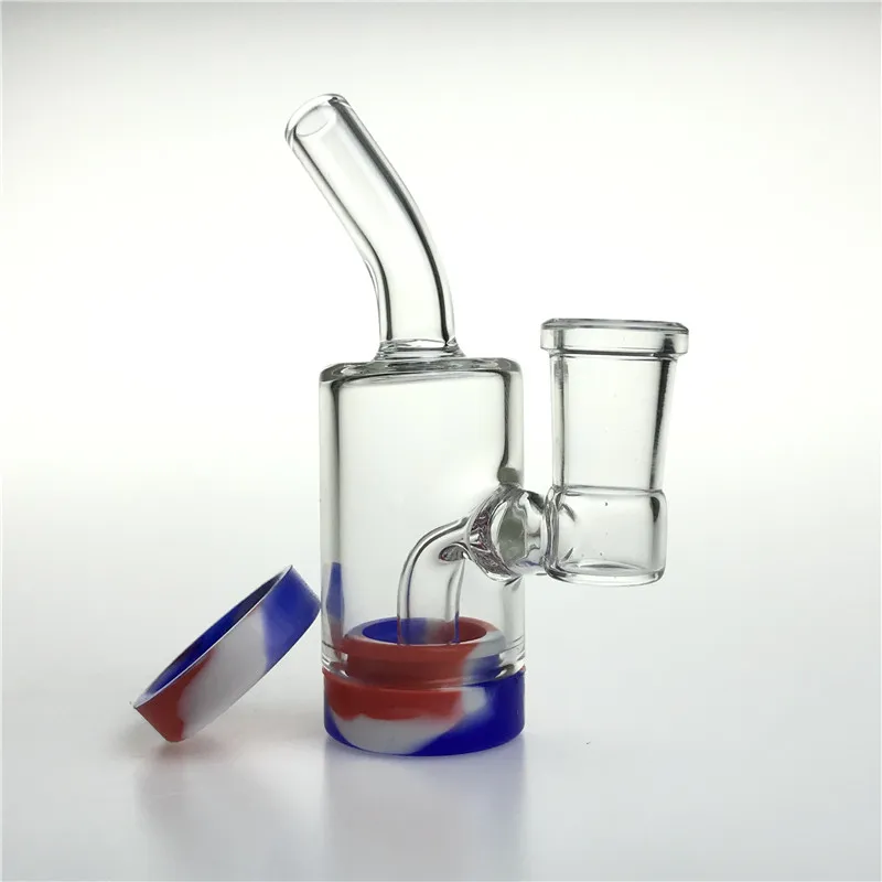 Bong d'acqua in vetro femmina da 4 pollici da 14 mm con giaccino da 10 ml di recupero del contenitore silicone di recupero con tubi di bong inebrianti per fumare