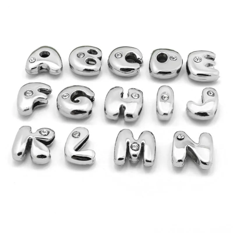 Alphabet Letters Charms For Jewelry Making 8MM Half Rhinestone A Z