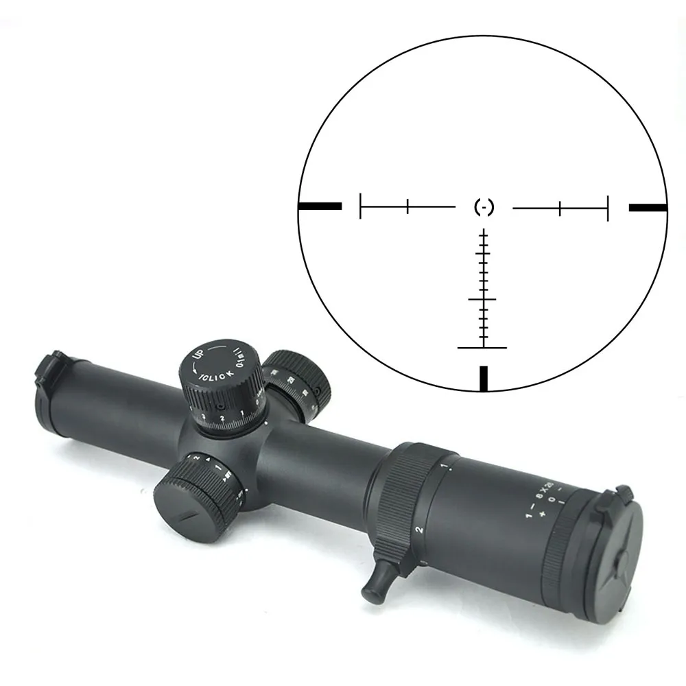 VISIONKING OPITCS 1-8X26 FFP Rifle Scope 35 mm Tubo Tático Huntig Sight Resistance de Suspensão Primeiro plano Focal 0.1 Mil / clique