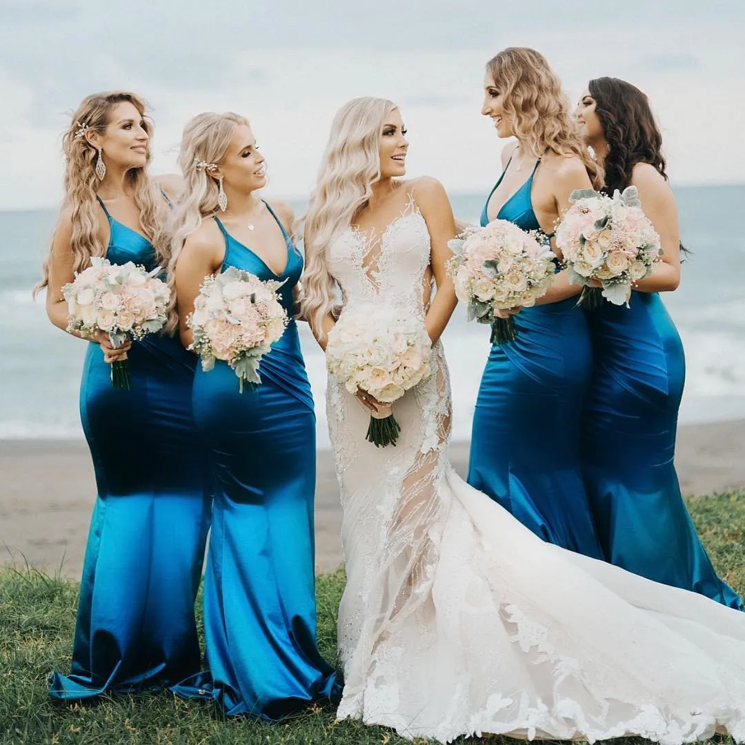 Halter Boyun Ucuz Mermaid Nedime Elbiseleri Düğün Konuk Elbise Hizmet Hizmetçi Onun Törenlerinde Vestido De Invitado De Boda Robe d'Invité de Mariage