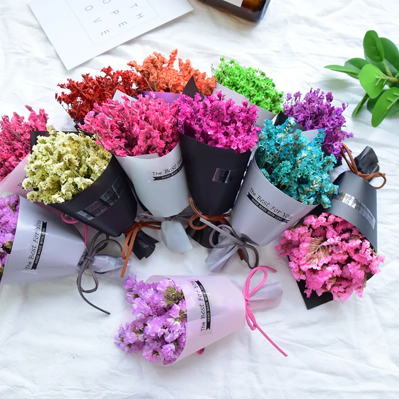 Vergissmeinnicht-Blumengeschenk, Schleierkraut, getrockneter Blumenstrauß, DIY-Hochzeit, ewige Blume, Valentinstagsgeschenk, Top-Dekoration